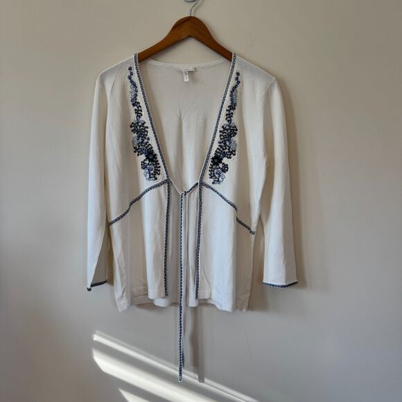 Escada Sweaters - Escada Embroidered Tie-Front Cardigan Size 8-10